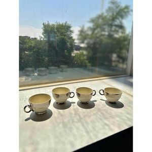 Vintage tea cups! Cream with chrome/platinum detailing